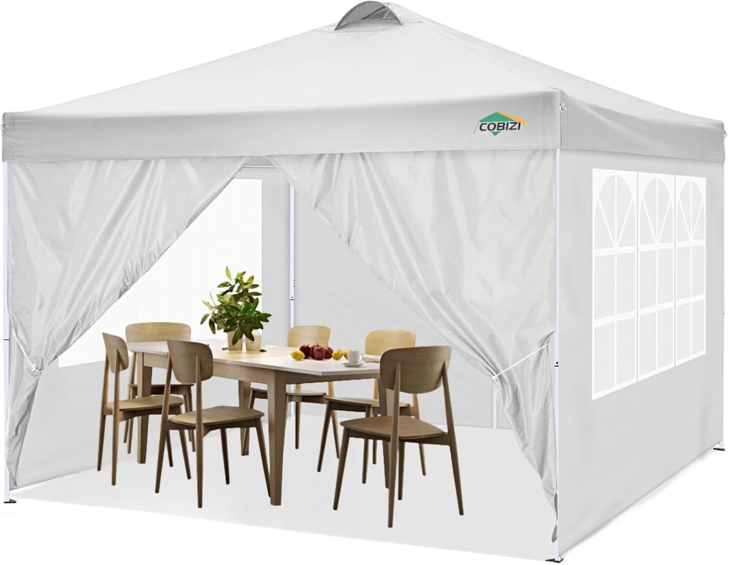 COBIZI - Toldo desplegable de 10 x 10 Pulgadas con Paredes Laterales, Tienda de campaña Resistente con toldo extraíble para Exteriores, Ideal para Bodas, para Todas Las Estaciones, Resistente al