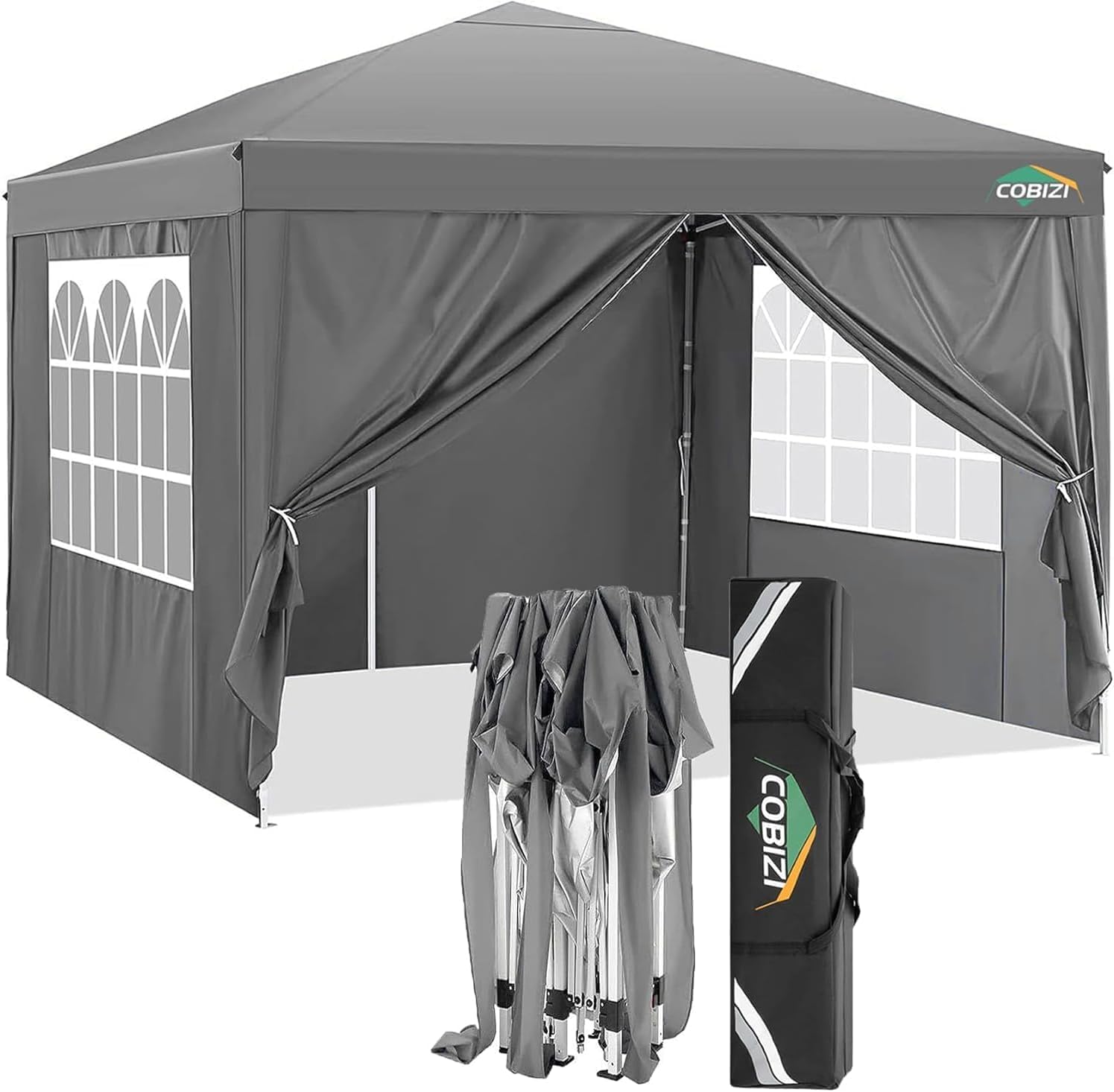 COBIZI - Toldo desplegable de 10 x 10 Pulgadas con Paredes Laterales, Tienda de campaña Resistente con toldo extraíble para Exteriores, Ideal para Bodas, para Todas Las Estaciones, Resistente al