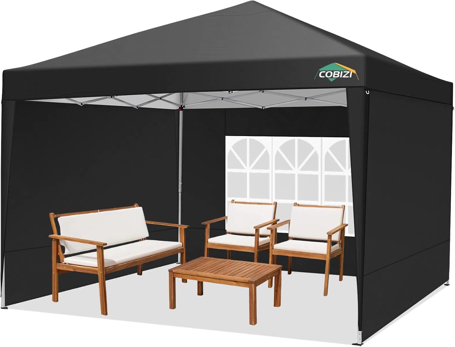 COBIZI - Toldo desplegable de 10 x 10 Pulgadas con Paredes Laterales, Tienda de campaña Resistente con toldo extraíble para Exteriores, Ideal para Bodas, para Todas Las Estaciones, Resistente al