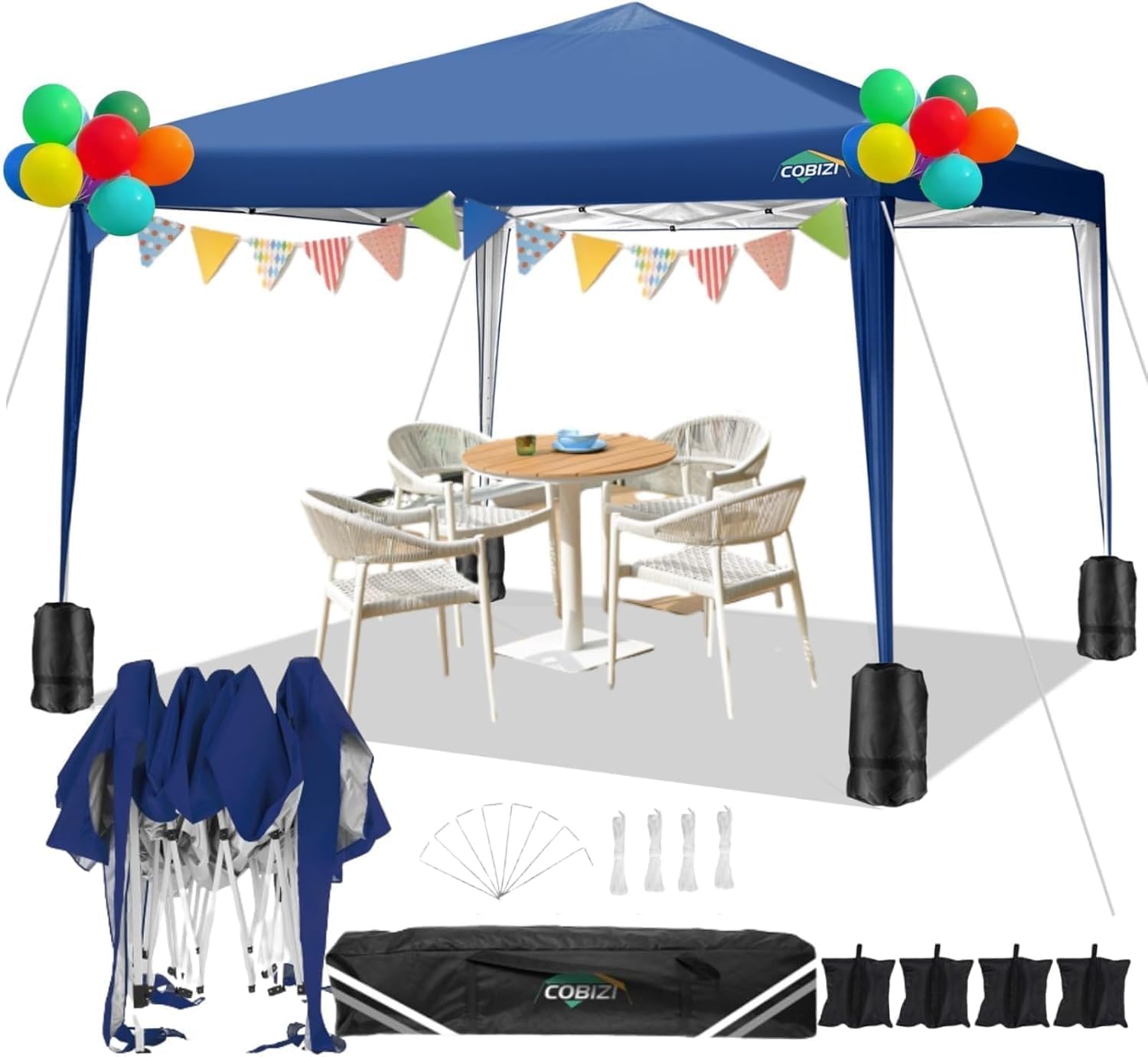 COBIZI - Toldo desplegable de 10 x 10 Pulgadas con Paredes Laterales, Tienda de campaña Resistente con toldo extraíble para Exteriores, Ideal para Bodas, para Todas Las Estaciones, Resistente al