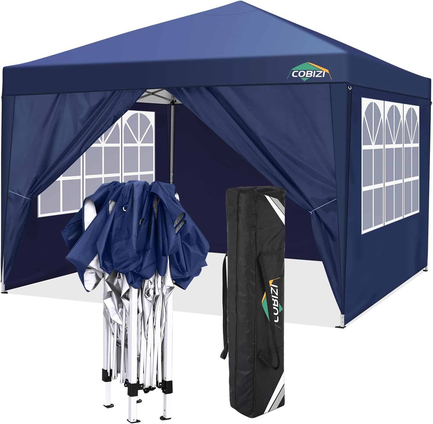 COBIZI - Toldo desplegable de 10 x 10 Pulgadas con Paredes Laterales, Tienda de campaña Resistente con toldo extraíble para Exteriores, Ideal para Bodas, para Todas Las Estaciones, Resistente al