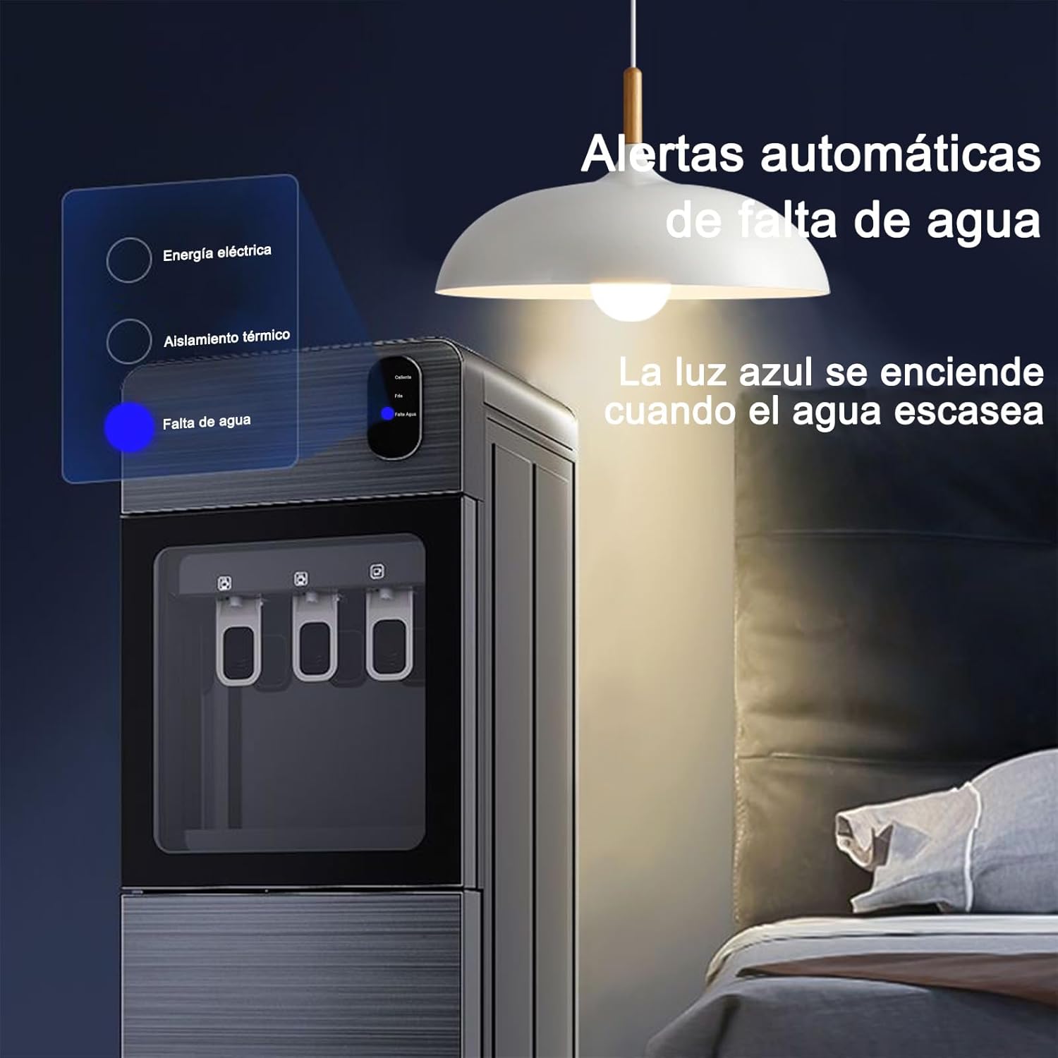 Despachador de Agua Garrafon Oculto 3 Ajustes de Temperatura Dispensador de Agua-Caliente Fría y A gua de la Habitación Dispensador de AG UA de Acero Apto para Botellas de 18.5 L (Gris)