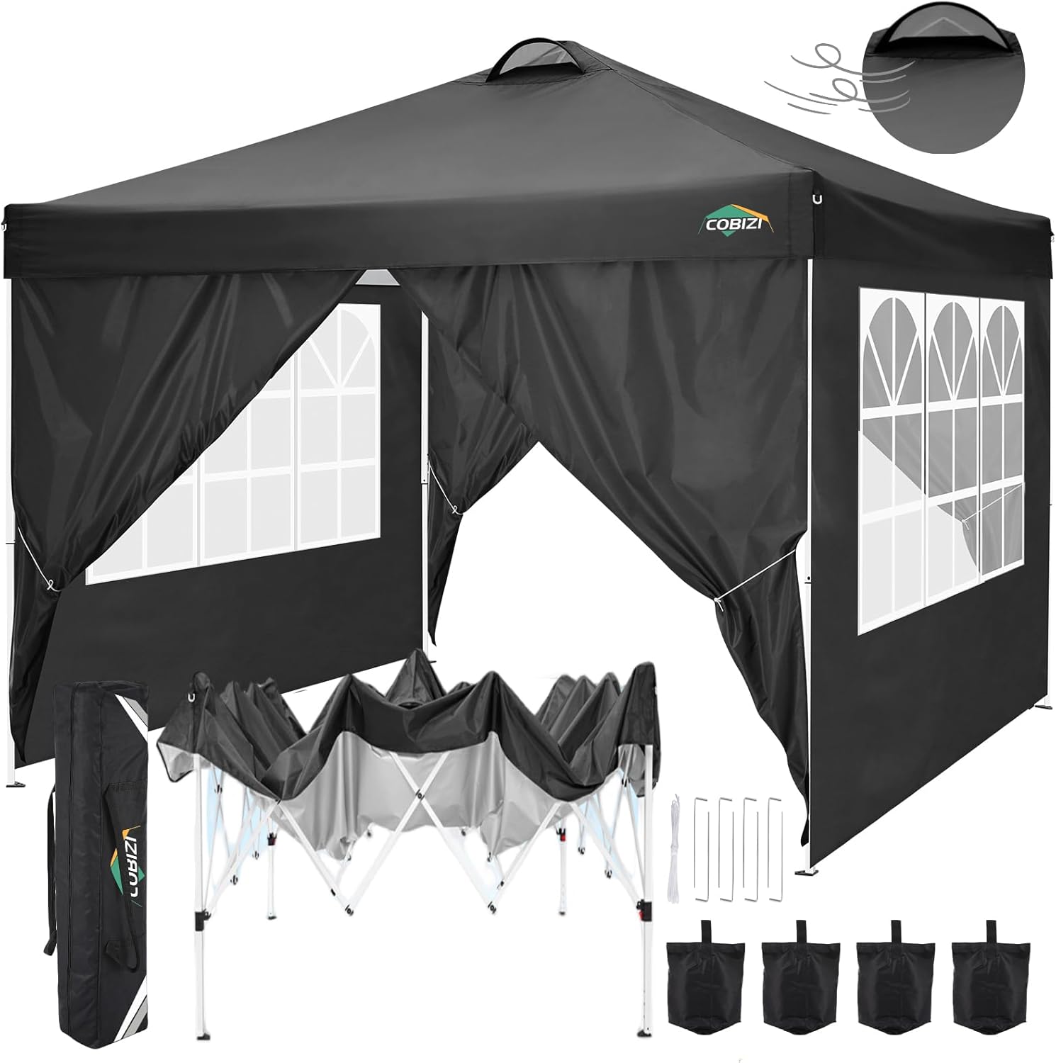 COBIZI - Toldo desplegable de 10 x 10 Pulgadas con Paredes Laterales, Tienda de campaña Resistente con toldo extraíble para Exteriores, Ideal para Bodas, para Todas Las Estaciones, Resistente al