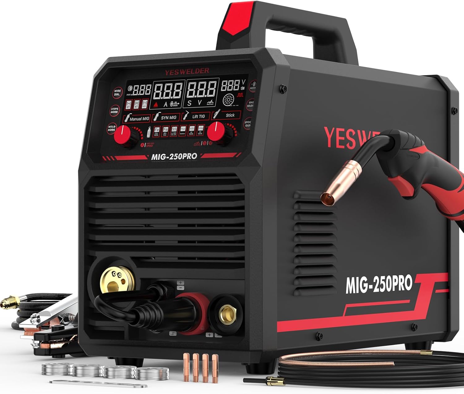 YESWELDER Soldadora Inversora Microalambre De 135 Amperios, 110 V Flux Core Soldadora Inversora， MIG/LIFT TIG/STICK MáQuina De Soldadura 3 En 1 Igbt Inverter Soldadora