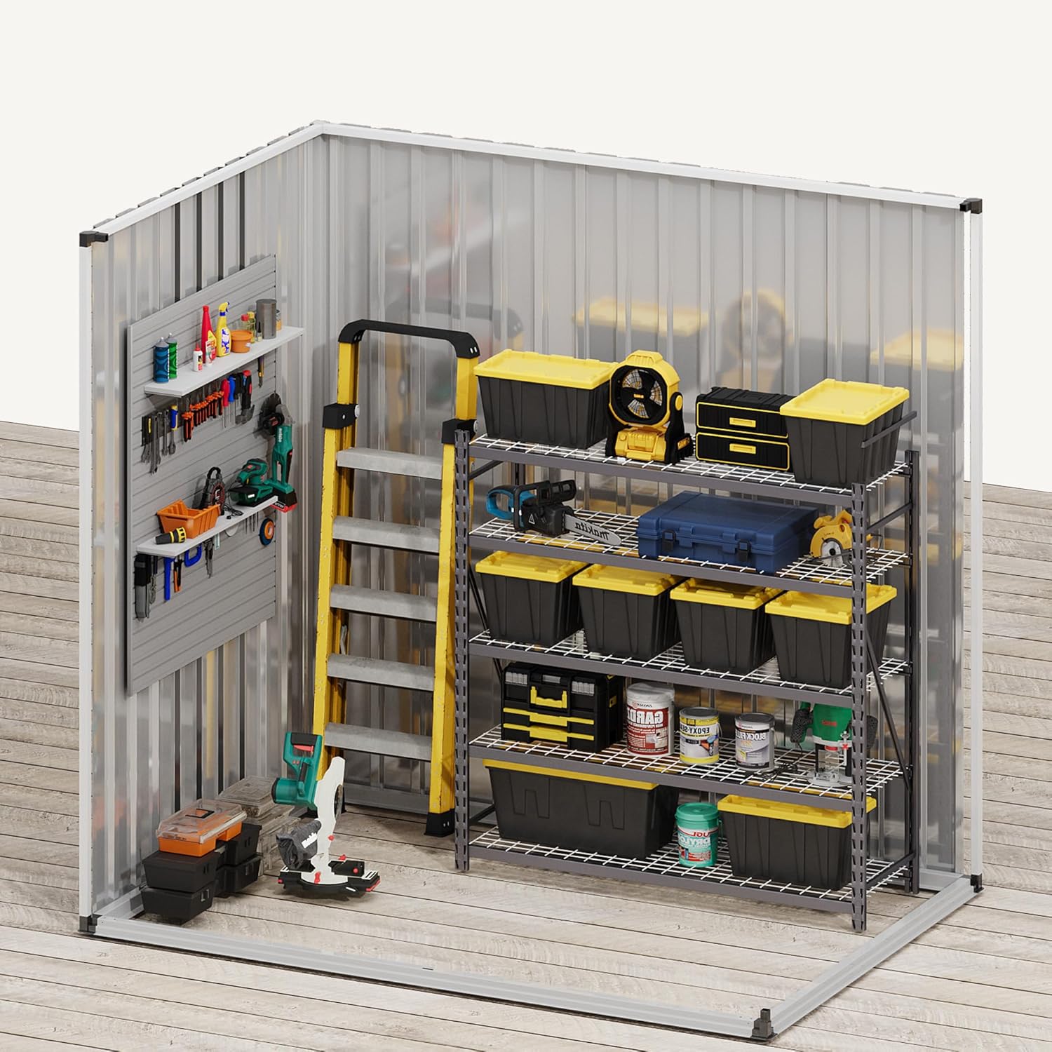 DWVO - Cobertizo de Almacenamiento para Exteriores con Ventana, 6 x 4 pies con Cerradura de Metal con Techo Inclinado para Herramientas, Bicicletas, Ideal para Patio Trasero, Patio, cochera, césped