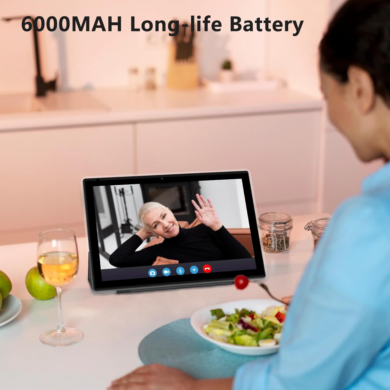 Tablet con teclado 2 en 1, Android 11, 10.1 pulgadas FHD, con teclado/mouse/funda/lápiz capacitivo/película templada, 64 GB+2 GB, Wi-Fi, cámara dual 8 MP, procesador quad core, batería 6,000 mAh, rosa