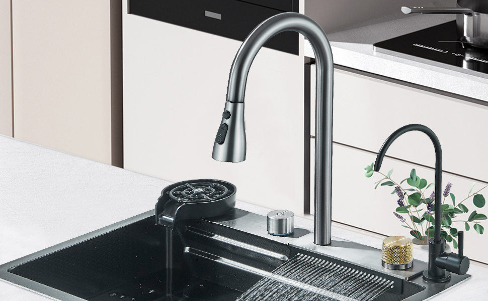 Feetron Tarjas Para Cocina Acero Inoxidable 304 Oro cepillado Fregadero De Cocina