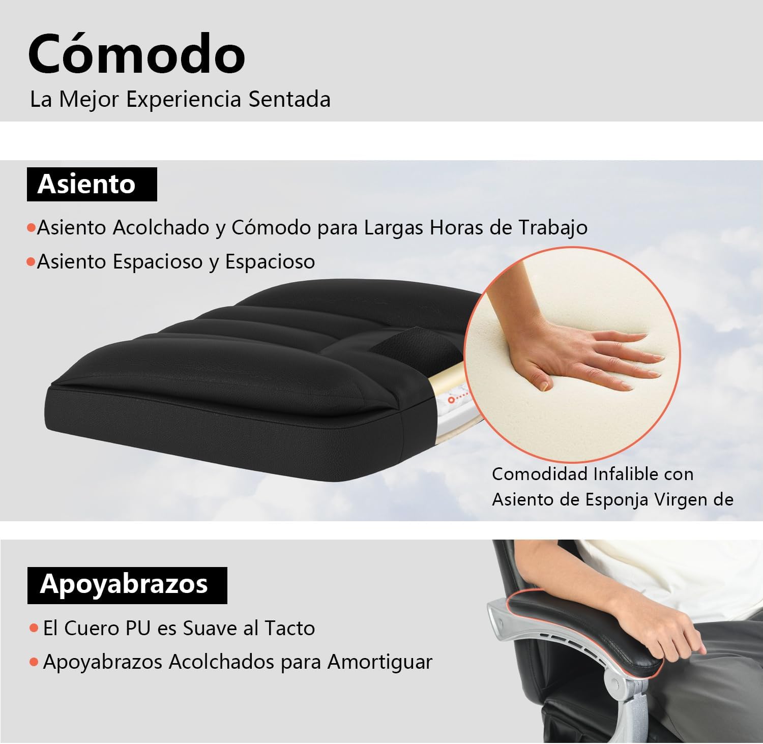 Silla Oficina Masaje con Respaldo Alto y 6 Puntos Masaje, Silla Escritorio Ejecutiva Ergonómica con Reposapiés y Apoyabrazos, Altura del Asiento Ajustable, Negro