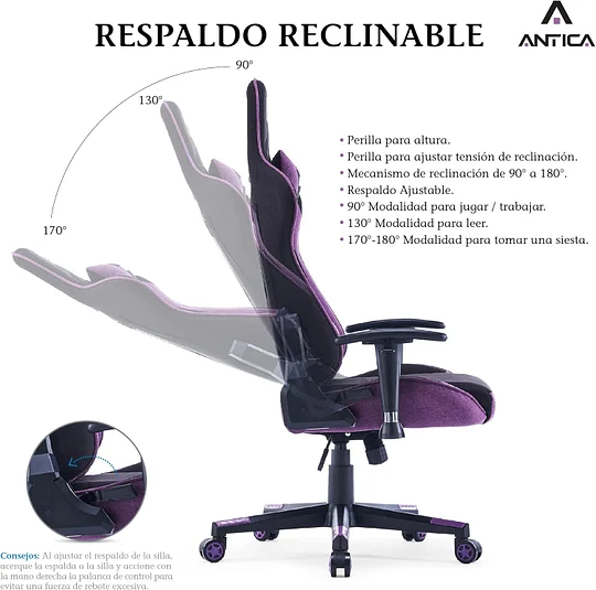 Silla Gamer Tela - Ergonomica Reclinable - Silla de Oficina y Escritorio Ejecutiva | Giratorio con Soporte Lumbar y Respaldo, Ideal para Computadora y Videojuegos