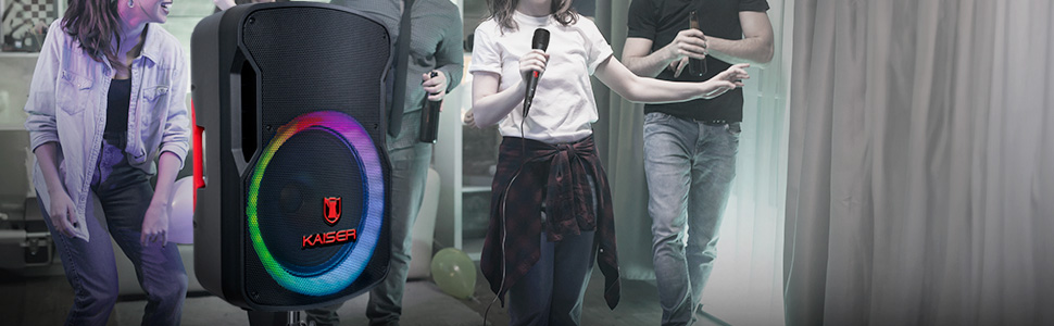 kaiser; bafle; bocina; altavoz; tecnología; electrónica; música; recargable; portátil