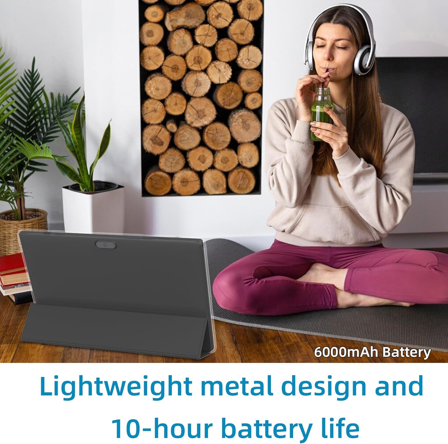 Tablet con teclado 2 en 1, Android 11, 10.1 pulgadas FHD, con teclado/mouse/funda/lápiz capacitivo/película templada, 64 GB+2 GB, Wi-Fi, cámara dual 8 MP, procesador quad core, batería 6,000 mAh, rosa