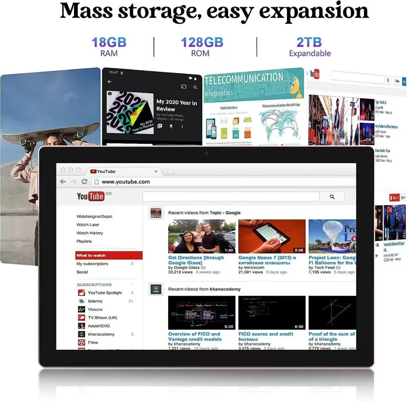 Tablet Android 15 de 10 pulgadas, 18 GB de RAM+128 GB de ROM/2 TB expandible, tabletas 2 en 1 con funda de teclado, lápiz capacitivo de mouse, procesador de cuatro núcleos de 2.0 GHz, visualización