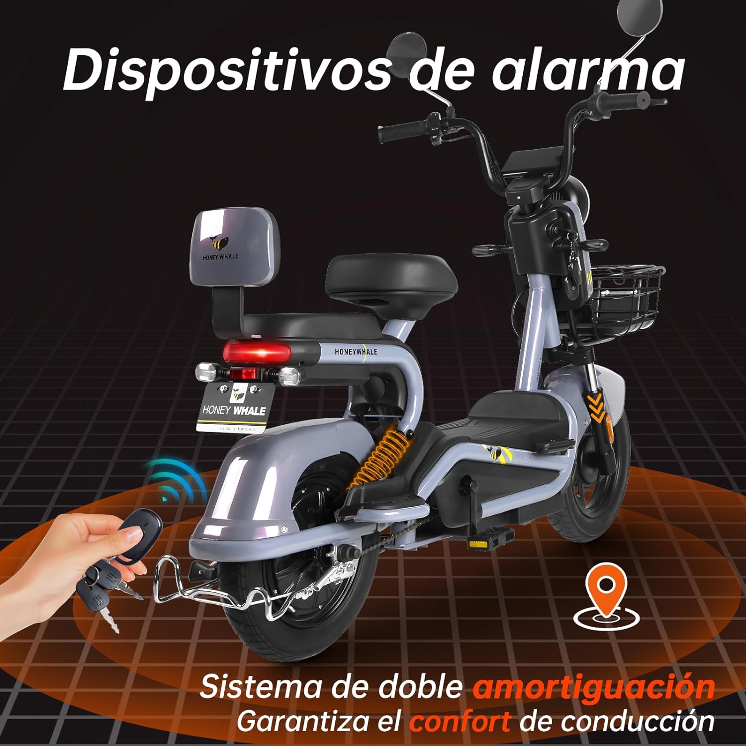 HONEYWHALE KC-Cool Bicicleta Electrica para Adultos, Bicimoto Eléctrica con Alarma, Máxima del Motor 700W, Velocidad Máxima 45KM/H, Autonomía 55-60KM, Baterías de Gran Capacidad 20AH