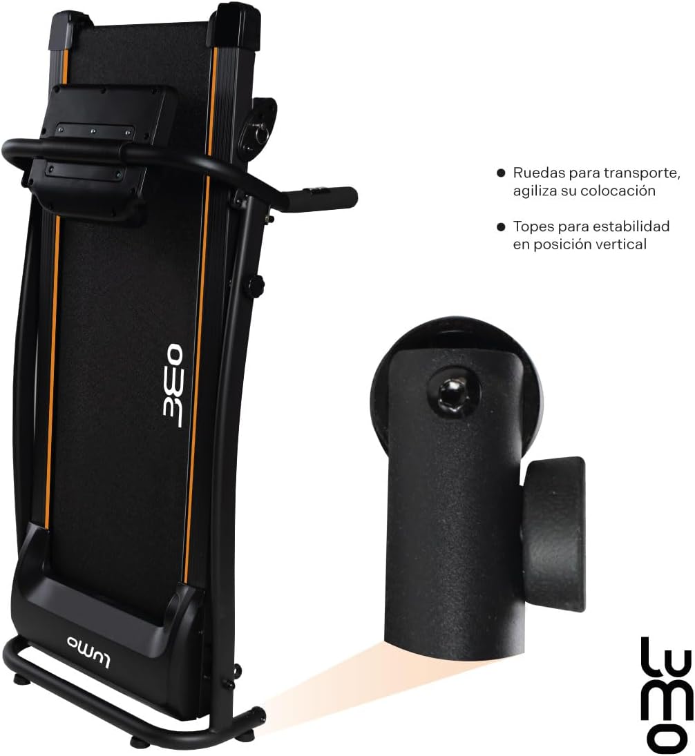 LUMO HOME Caminadora Electrica 3 Niveles Inclinacion 1.8Hp Bluetooth Cinta para Correr Uso Doméstico 1-12 Km/H con Pantalla LCD Manual con 12 Programas Preestablecidos Soporta un Peso Máximo de 120 Kg