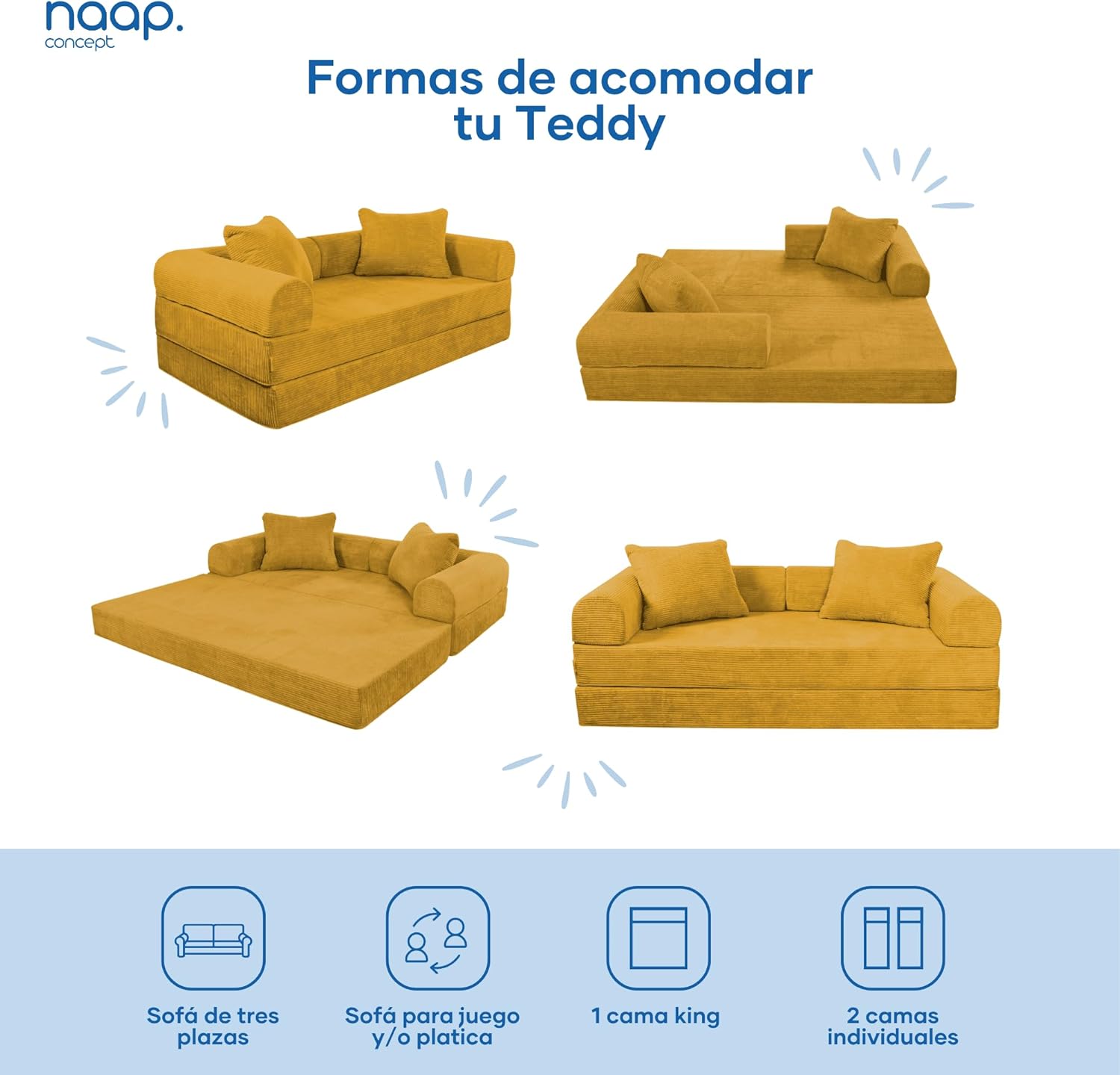 Sofá Cama Teddy Luxe | Diseño Convertible | Hecho 100% de Espuma | Comodidad y Versatilidad | 200x100x65 cm (Chocolate)