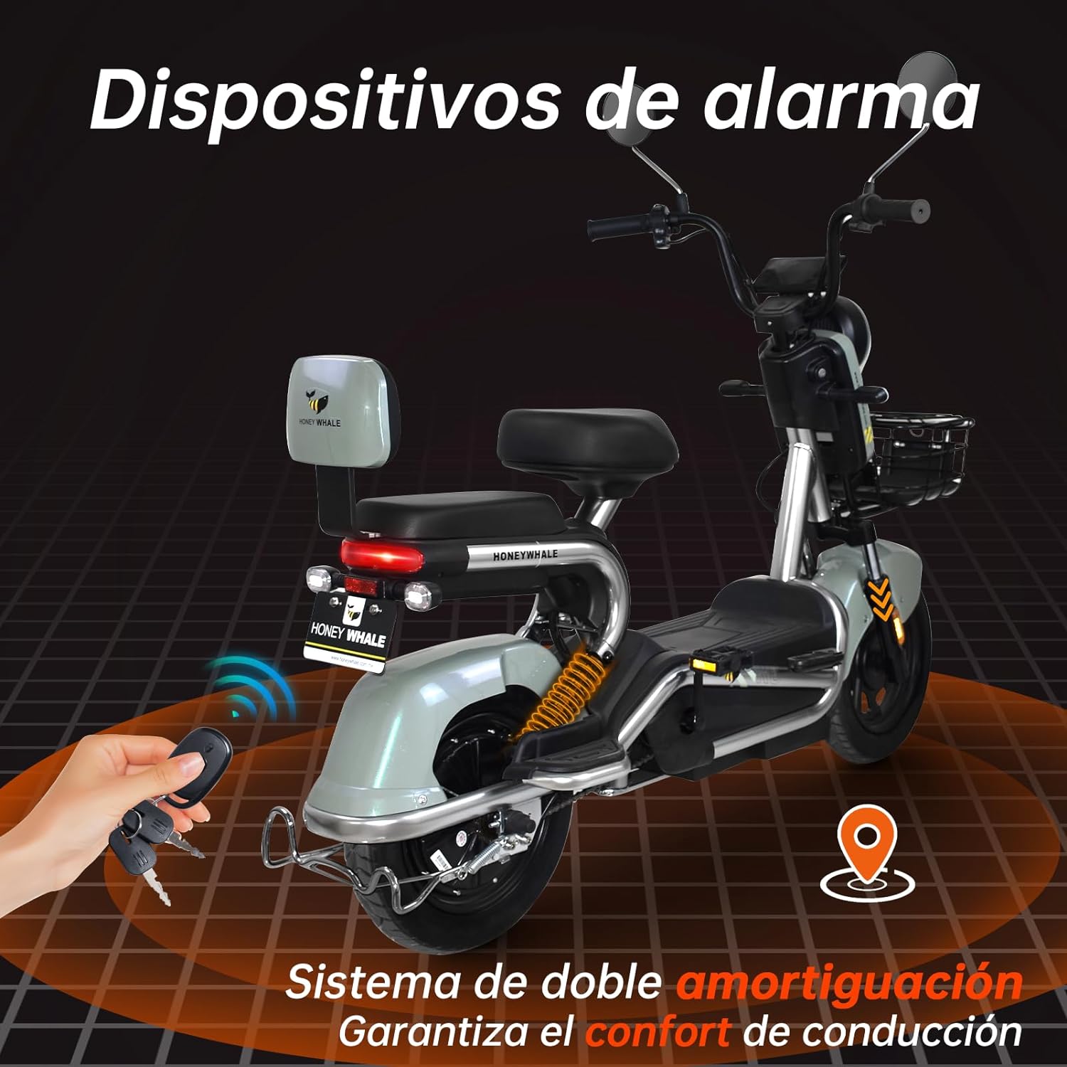 HONEYWHALE KC-Cool Bicicleta Electrica para Adultos, Bicimoto Eléctrica con Alarma, Máxima del Motor 700W, Velocidad Máxima 45KM/H, Autonomía 55-60KM, Baterías de Gran Capacidad 20AH