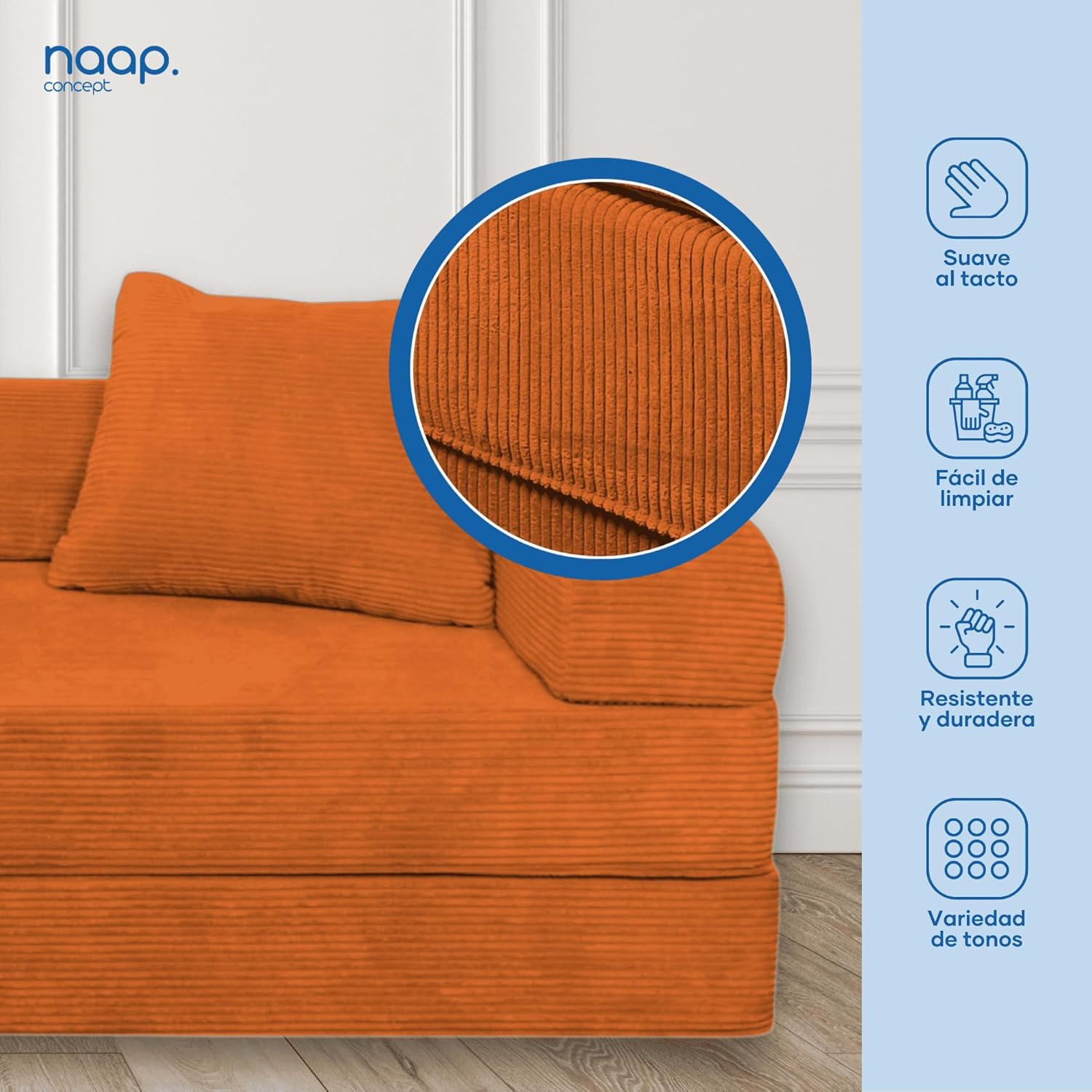 Sofá Cama Teddy Luxe | Diseño Convertible | Hecho 100% de Espuma | Comodidad y Versatilidad | 200x100x65 cm (Chocolate)