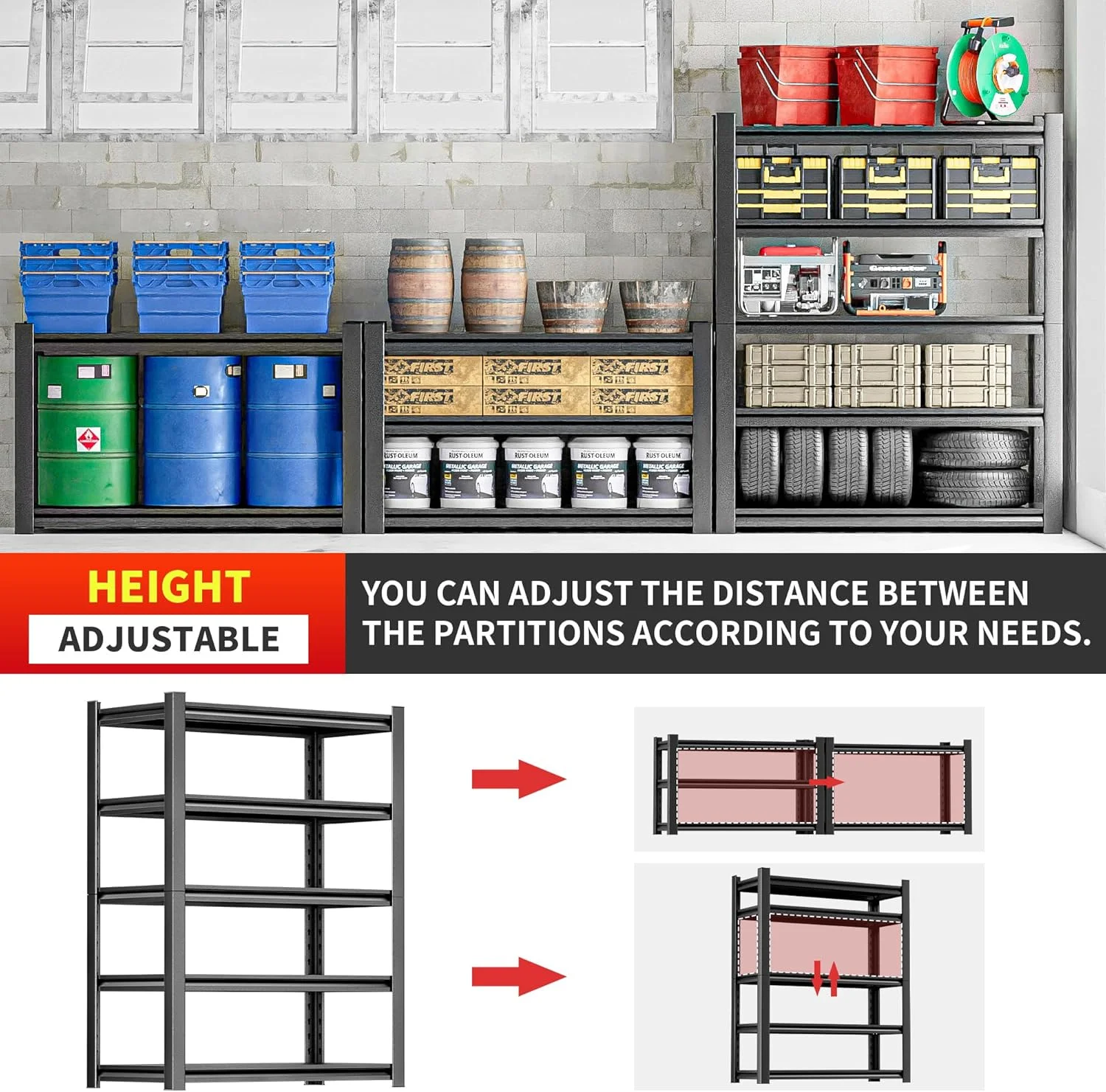 Estantes de cochera de 72 pulgadas de alto