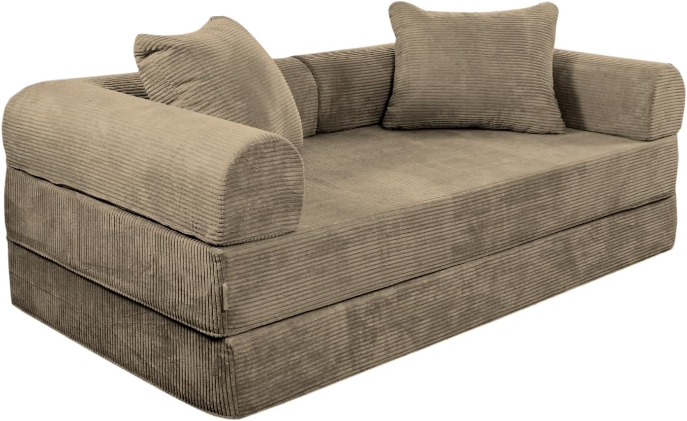 Sofá Cama Teddy Luxe | Diseño Convertible | Hecho 100% de Espuma | Comodidad y Versatilidad | 200x100x65 cm (Chocolate)