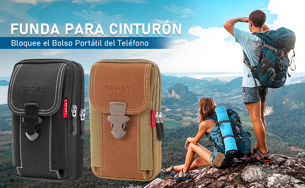 Funda para Cinturón de Celular, Bloquee el Bolso Portátil del Teléfono de los Hombres