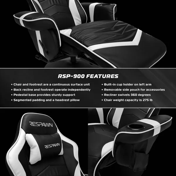 Sillón reclinable para juegos con reposapiés RESPAWN 900