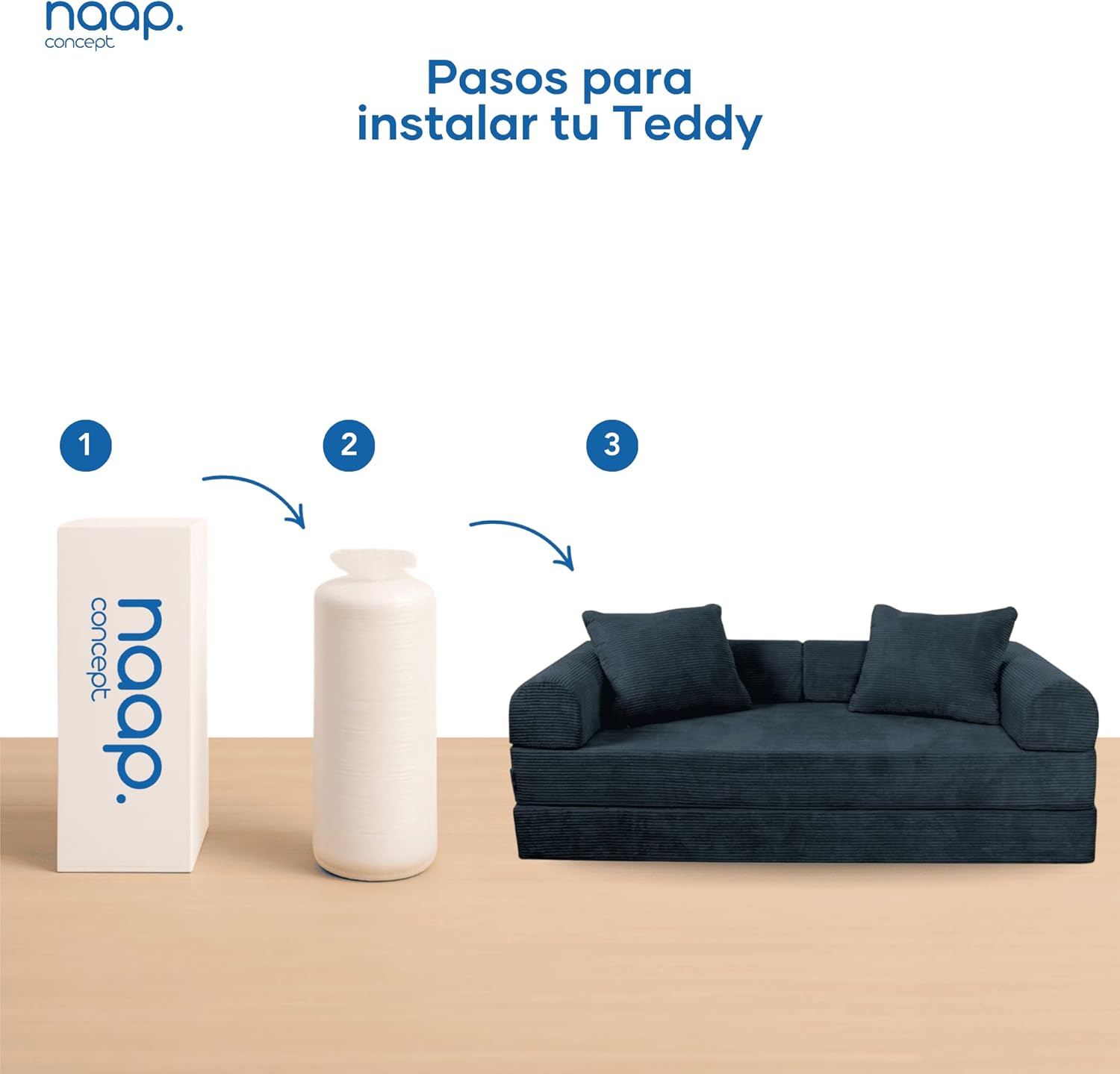 Sofá Cama Teddy Luxe | Diseño Convertible | Hecho 100% de Espuma | Comodidad y Versatilidad | 200x100x65 cm (Chocolate)