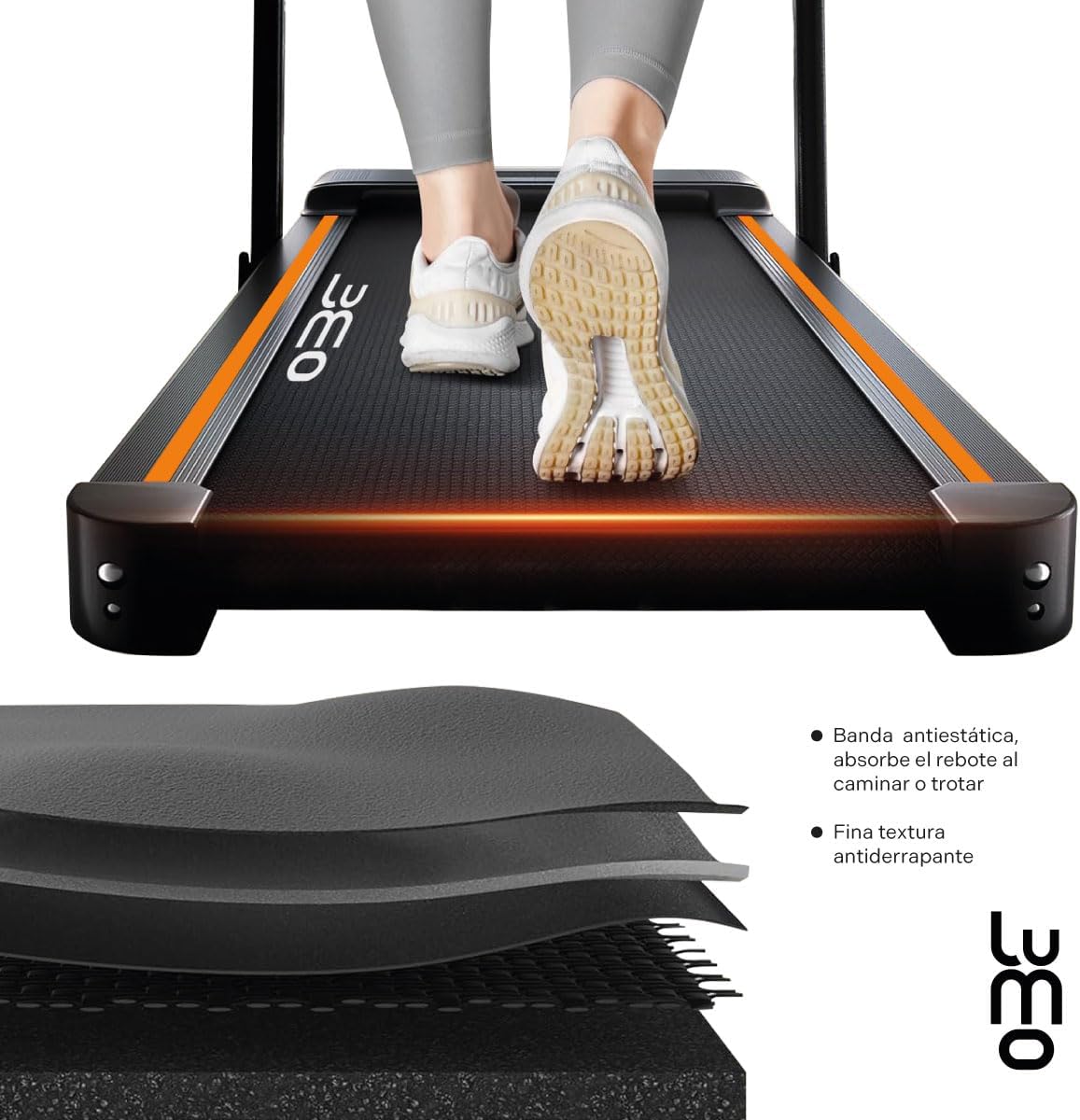 LUMO HOME Caminadora Electrica 3 Niveles Inclinacion 1.8Hp Bluetooth Cinta para Correr Uso Doméstico 1-12 Km/H con Pantalla LCD Manual con 12 Programas Preestablecidos Soporta un Peso Máximo de 120 Kg