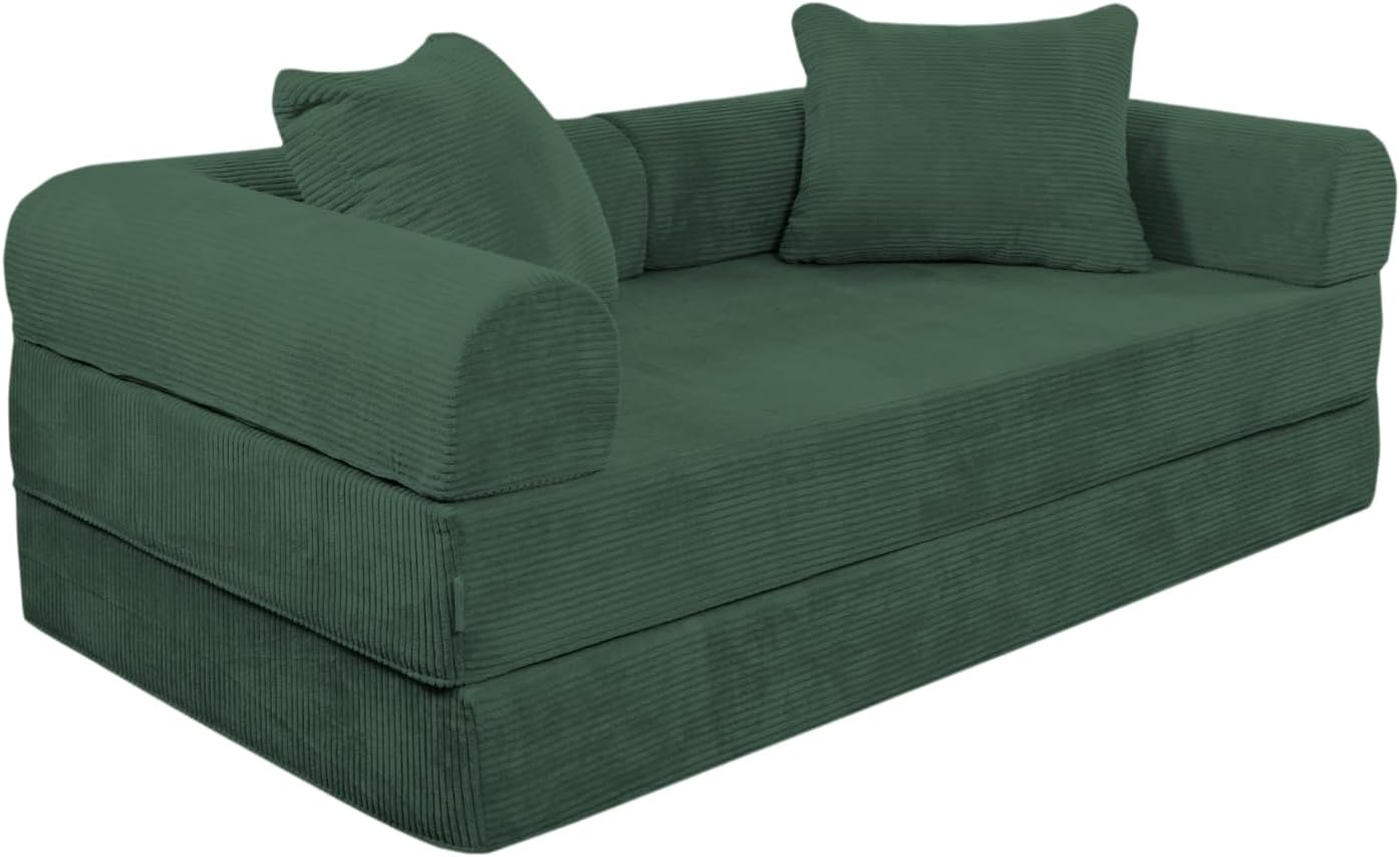 Sofá Cama Teddy Luxe | Diseño Convertible | Hecho 100% de Espuma | Comodidad y Versatilidad | 200x100x65 cm (Chocolate)