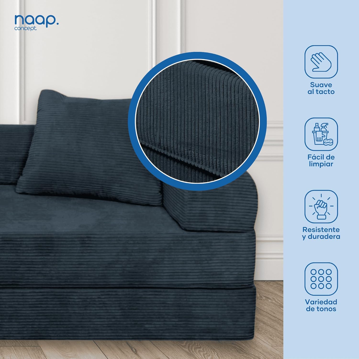 Sofá Cama Teddy Luxe | Diseño Convertible | Hecho 100% de Espuma | Comodidad y Versatilidad | 200x100x65 cm (Chocolate)