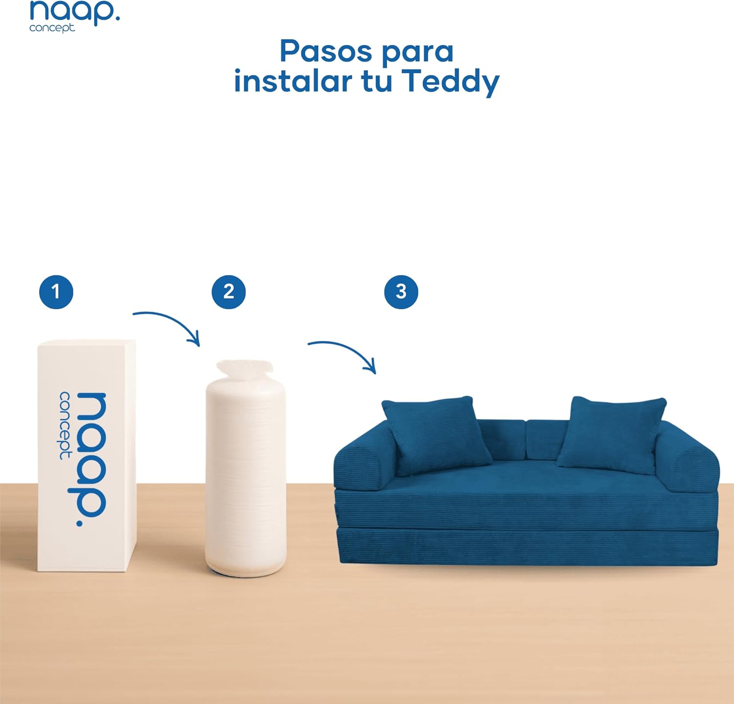 Sofá Cama Teddy Luxe | Diseño Convertible | Hecho 100% de Espuma | Comodidad y Versatilidad | 200x100x65 cm (Chocolate)