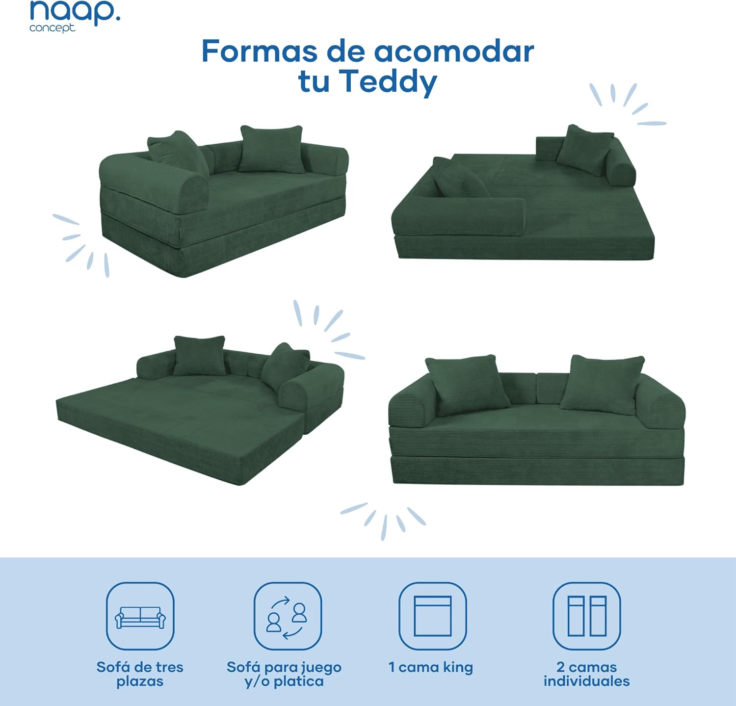 Sofá Cama Teddy Luxe | Diseño Convertible | Hecho 100% de Espuma | Comodidad y Versatilidad | 200x100x65 cm (Chocolate)
