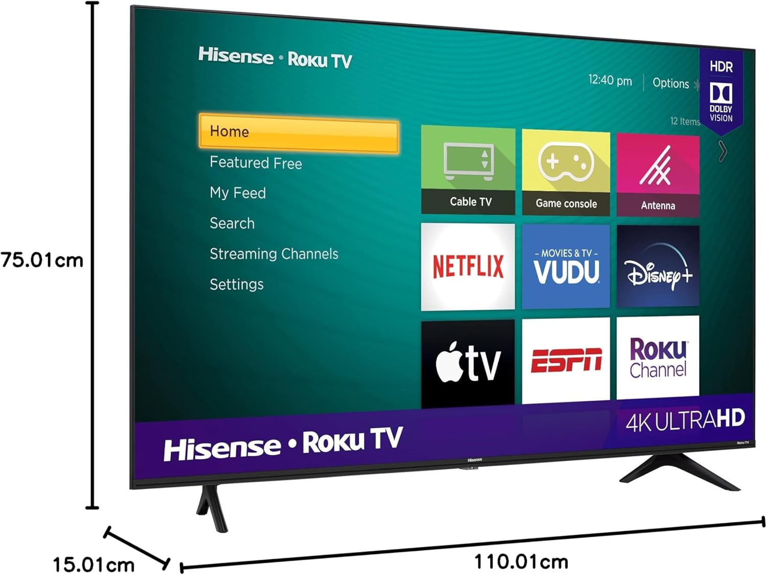 Hisense Televisión 2020 4K SmartTV Led con Sistema Roku, Compatible con Google Assistant y Alexa, Motion Rate 120, HDR10, DTS Studio Sound(58R6E3/58)(Reacondicionado)
