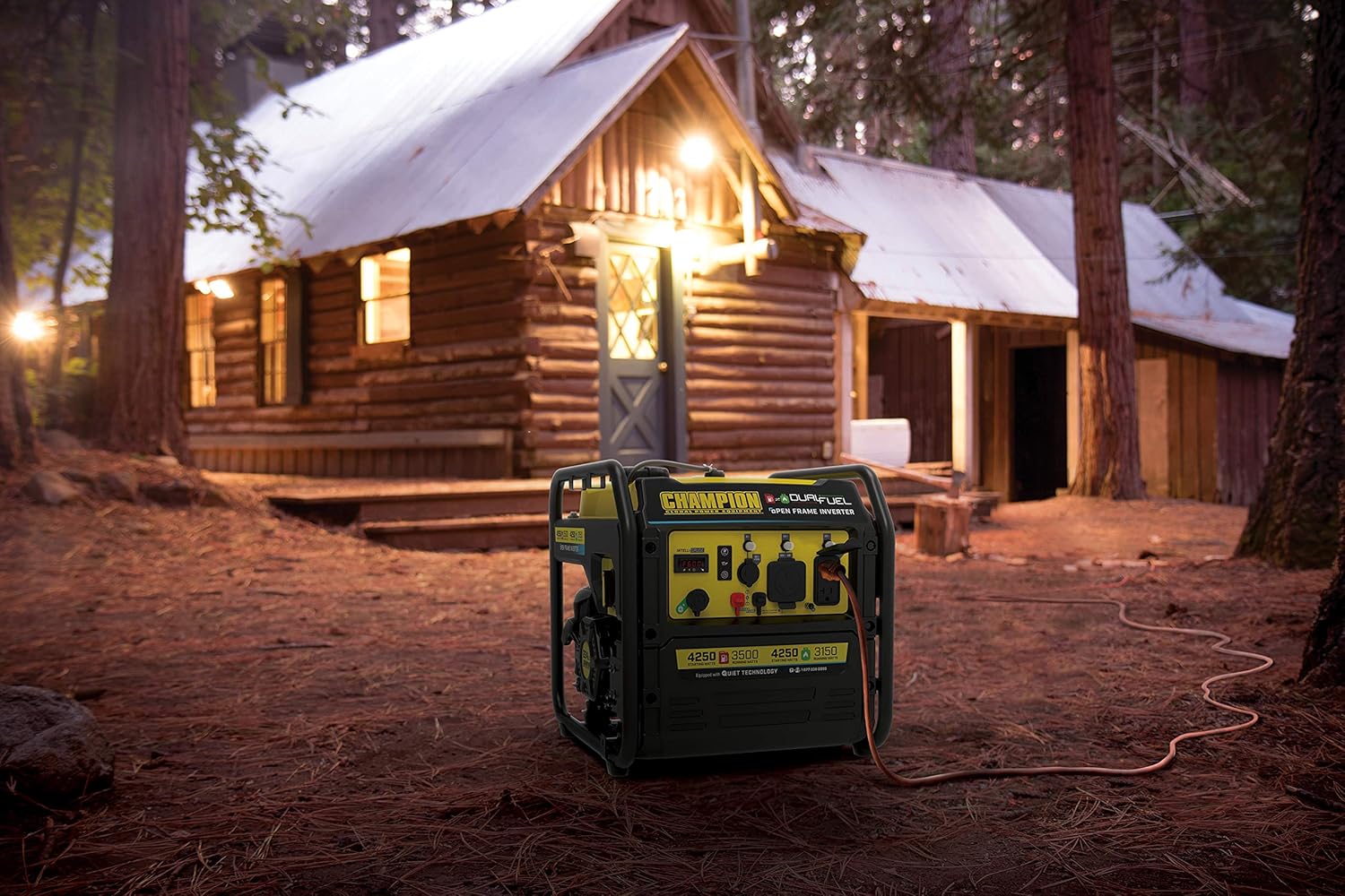 Champion Power Equipment 4250 W Dual Fuel RV Ready Portable Open Frame Inverter Generador con tecnología silenciosa