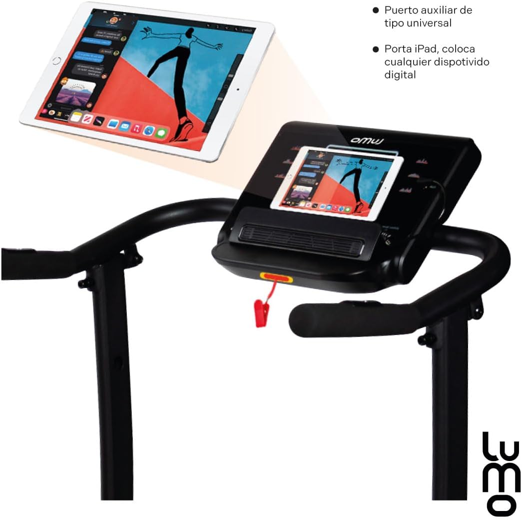 LUMO HOME Caminadora Electrica 3 Niveles Inclinacion 1.8Hp Bluetooth Cinta para Correr Uso Doméstico 1-12 Km/H con Pantalla LCD Manual con 12 Programas Preestablecidos Soporta un Peso Máximo de 120 Kg