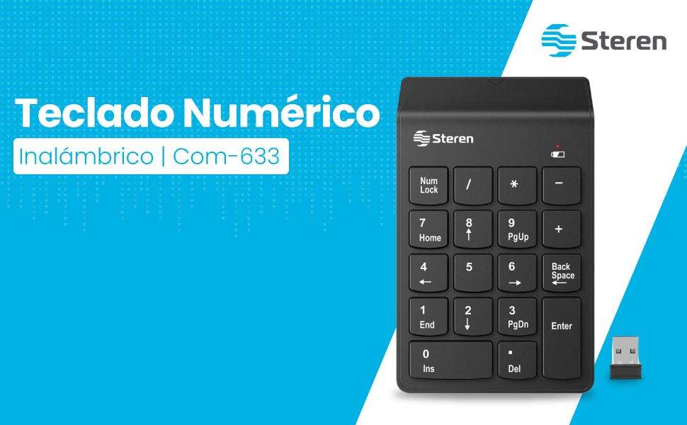 STEREN Teclado Num&eacute;rico Inal&aacute;mbrico | Com-633