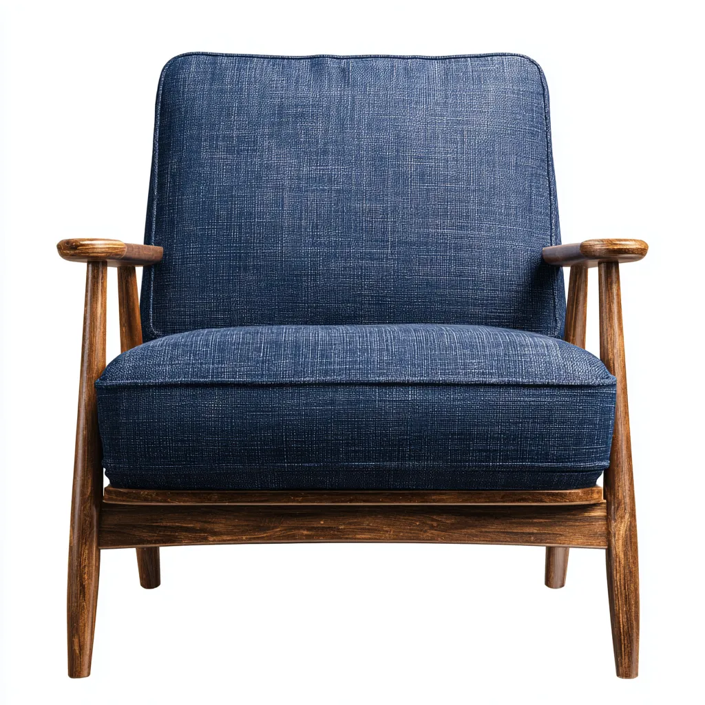 Fauteuil tissu bois 75x80x85 cm - bleu-bois - style scandinave-Villaoliq