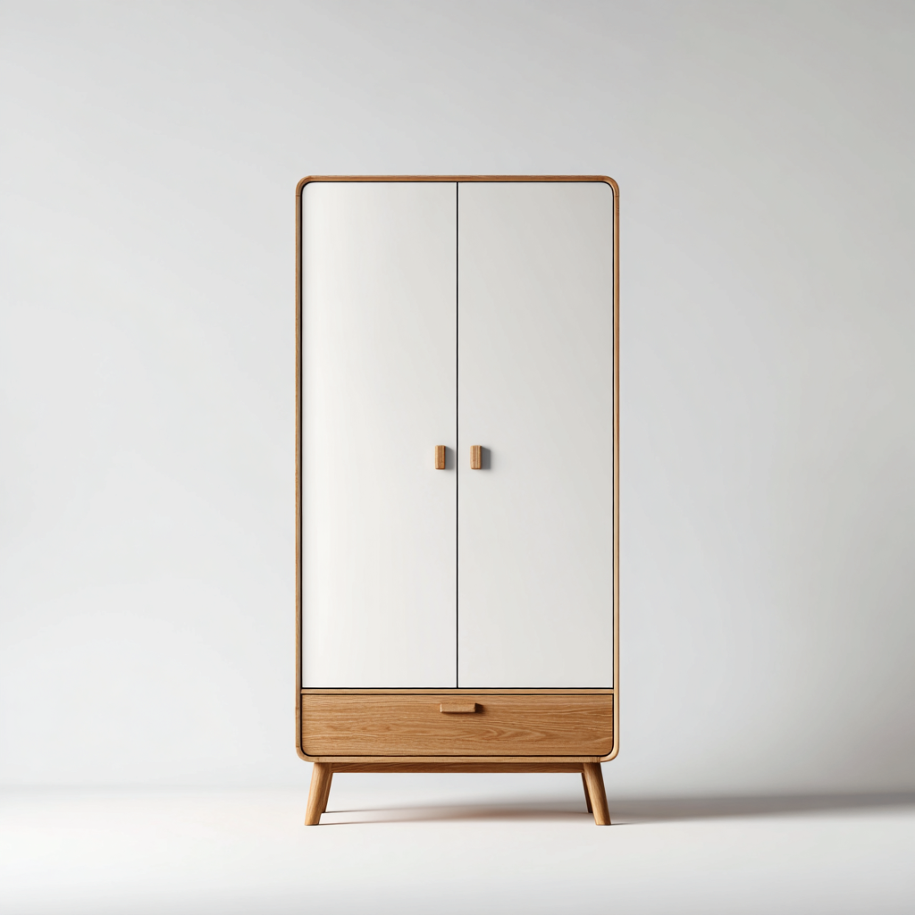 Armoire panneaux de bois 90x50x170 cm - blanc-bois - adaptée à la chambre - design moderne-Villaoliq