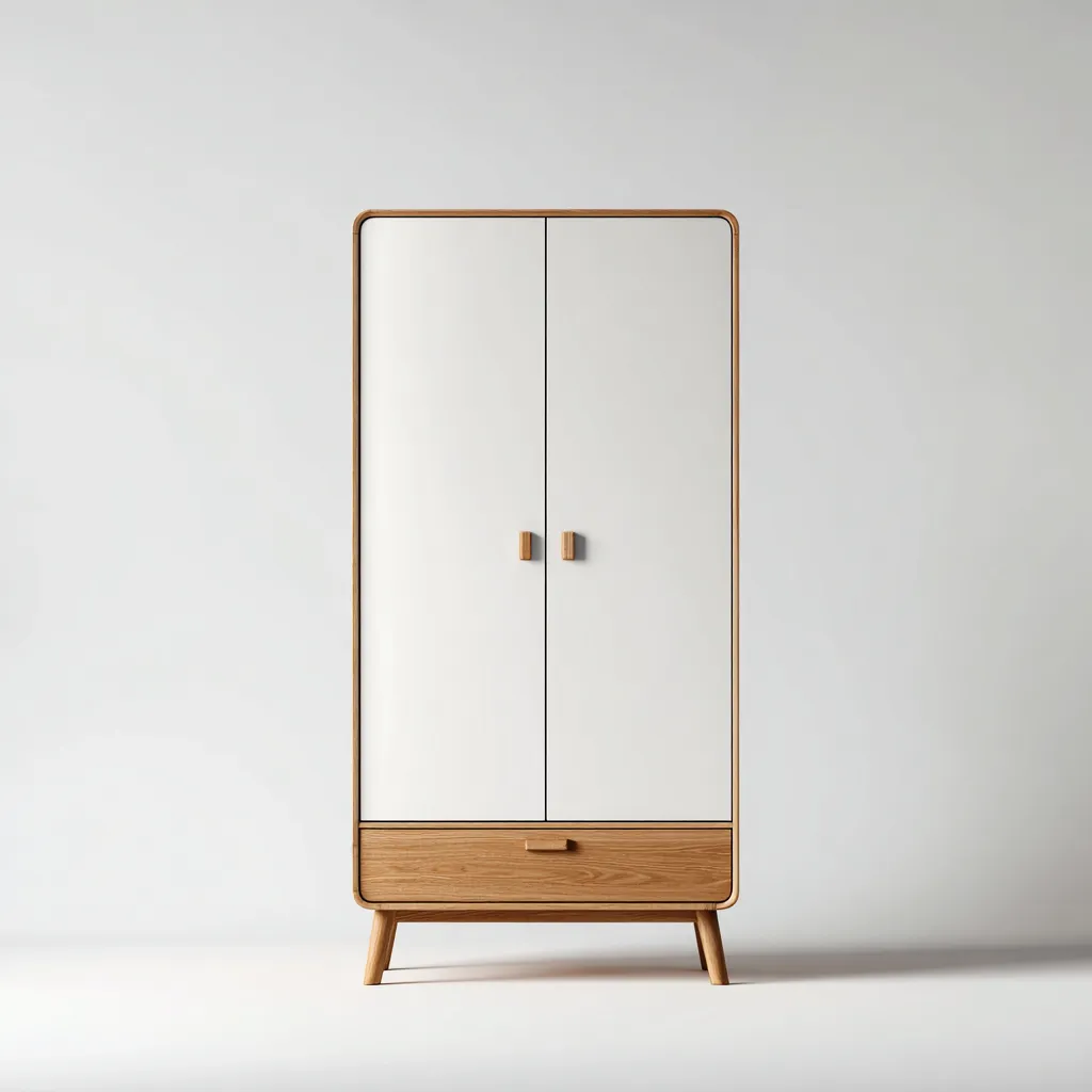 Armoire panneaux de bois 90x50x170 cm - blanc-bois - adaptée à la chambre - design moderne-Villaoliq