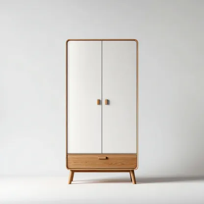 Armoire panneaux de bois 90x50x170 cm - blanc-bois - adaptée à la chambre - design moderne-Villaoliq
