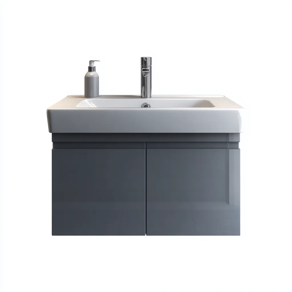 Meuble vasque 62x46x54 cm - gris-blanc - design moderne-Villaoliq