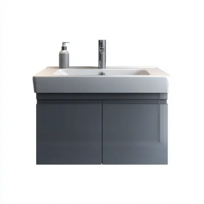 Meuble vasque 62x46x54 cm - gris-blanc - design moderne-Villaoliq