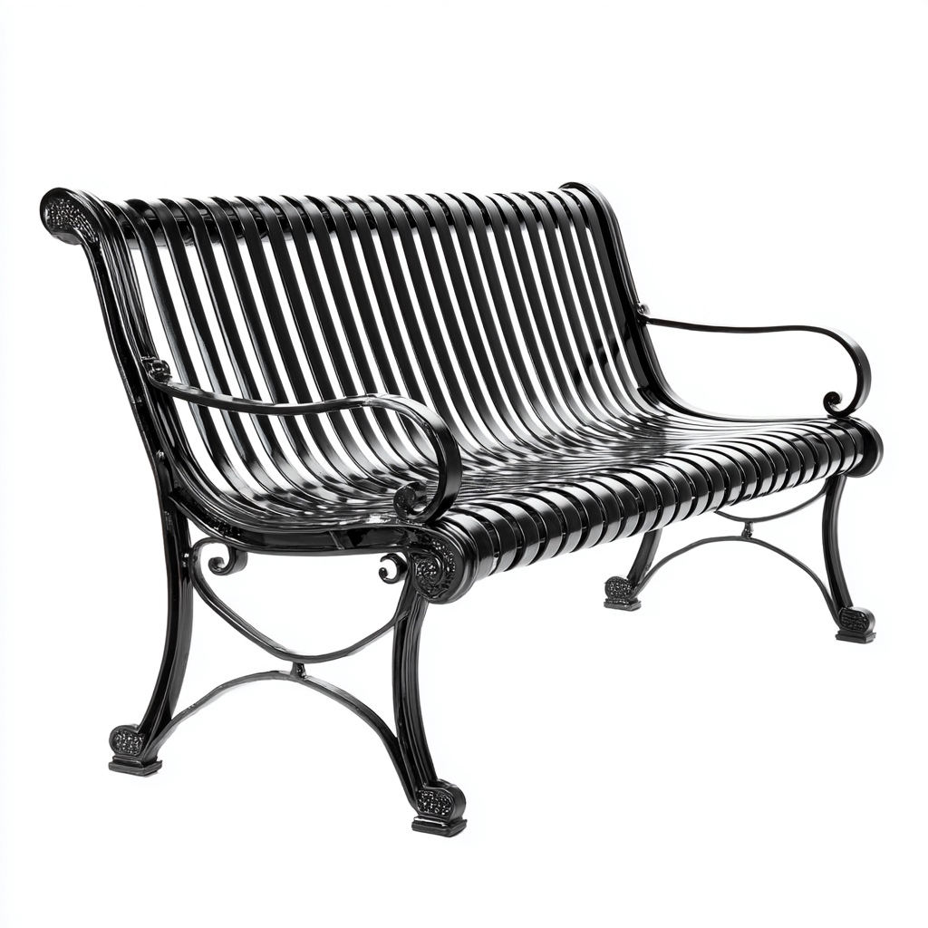 Banc de jardin 140x60x85 cm métal noir - adapté à l'extérieur - design classique-Villaoliq