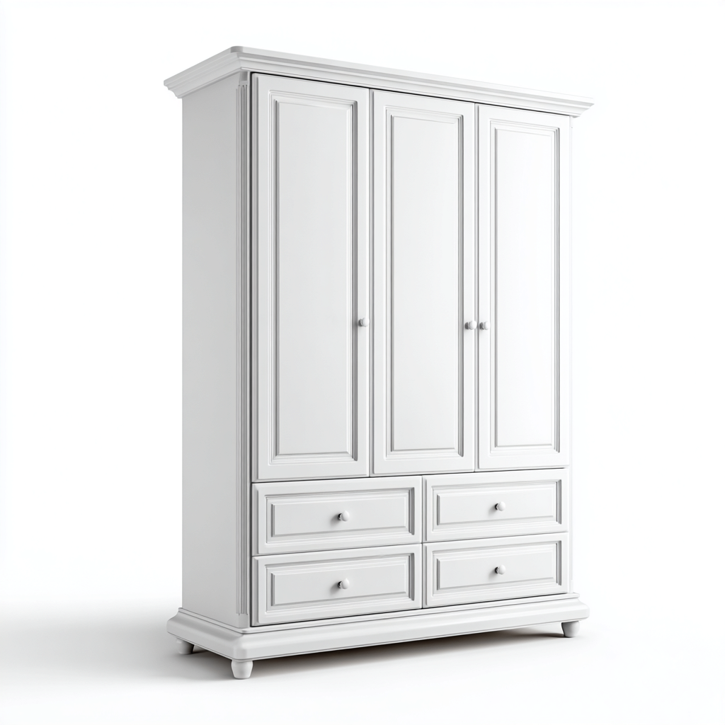 Armoire Bois 120x55x200 cm - Blanc - Style classique-Villaoliq