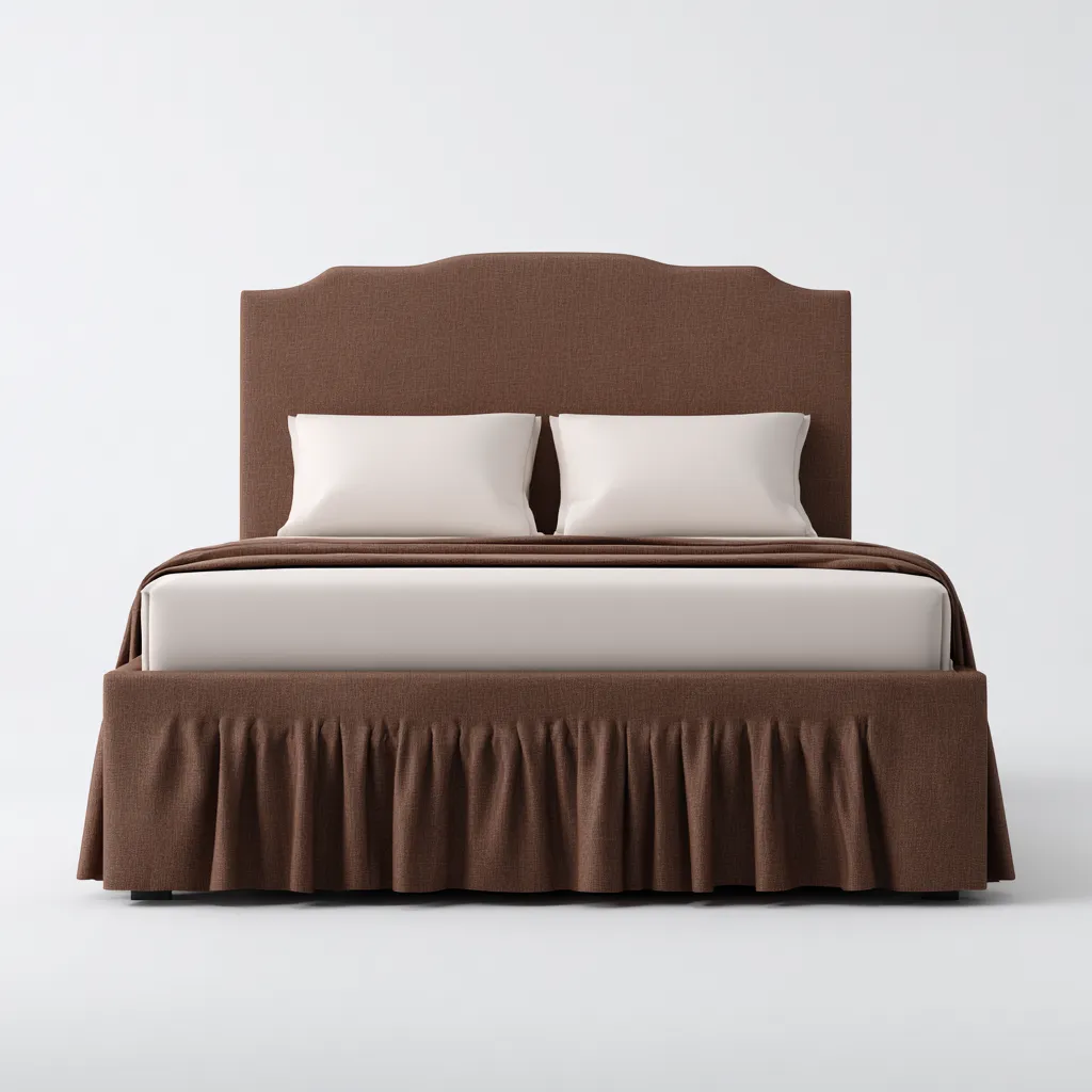 Lit double Tissu 200x160x115 cm - Marron - Style classique-Villaoliq