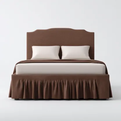 Lit double Tissu 200x160x115 cm - Marron - Style classique-Villaoliq