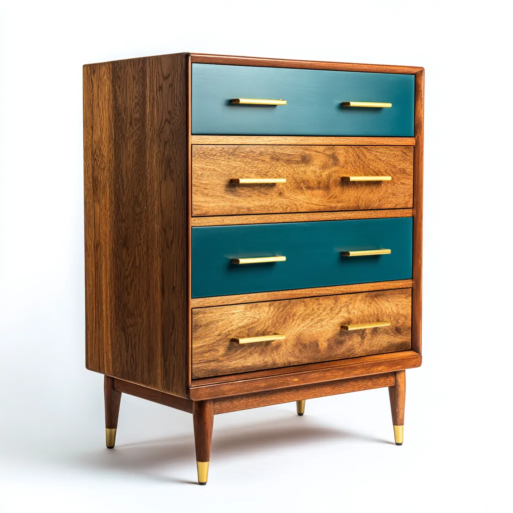 Commode Bois 70x45x100 cm - Bois naturel-Bleu - Design moderne-Villaoliq