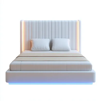 Lit double tissu 200x160x115 cm - design moderne avec éclairage LED-Villaoliq
