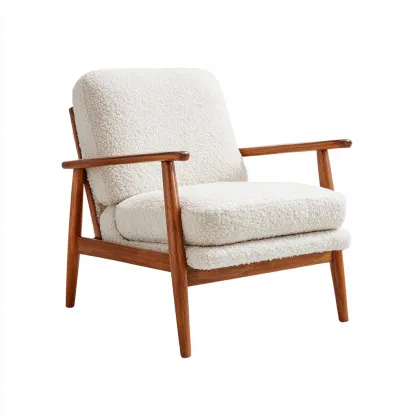 Fauteuil bouclé 74x80x88 cm - blanc - design moderne-Villaoliq