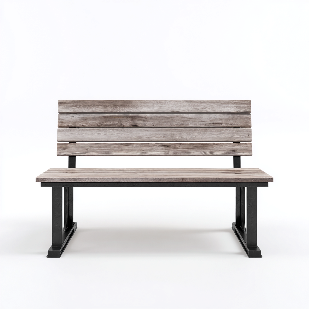 Banc de jardin Bois-Métal 130x55x85 cm - Bois naturel-noir - Style moderne-Villaoliq
