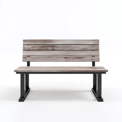 Banc de jardin Bois-Métal 130x55x85 cm - Bois naturel-noir - Style moderne-Villaoliq